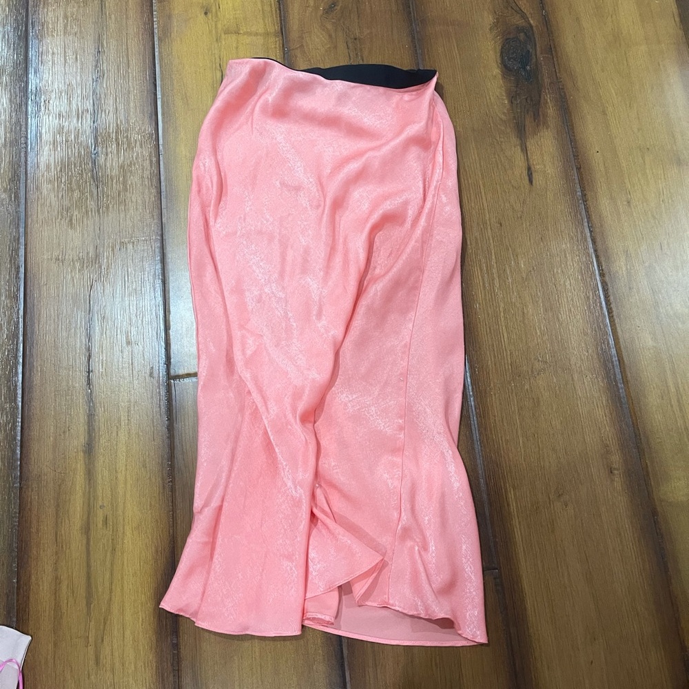 peach pink midi skirt
